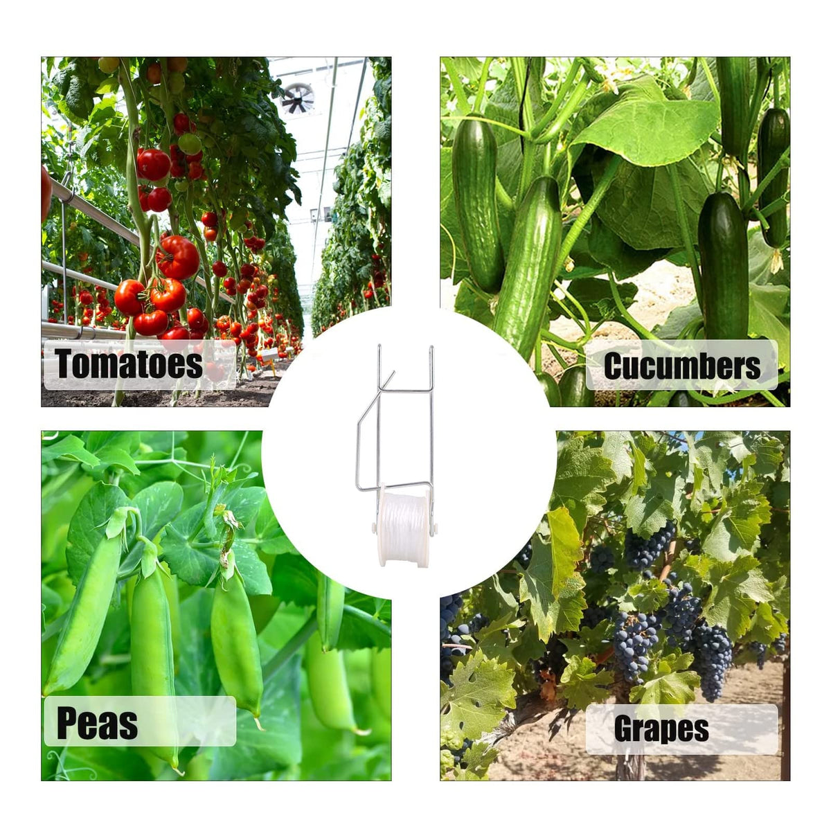 20 Pack Tomato Trellis Roller Hooks with 49.2FT String for Tomato,Plant, Greenhouse,Flower Vine Twine Crop Trellis Kit Plant Roller Hook