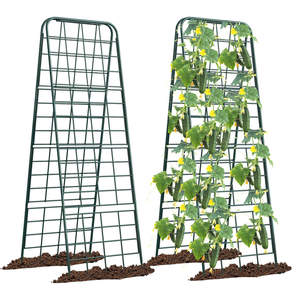 Heavy Duty 50"x17" Adjustable A-Frame Trellis for Climbing Plants – Rust-Proof Metal Garden Trellis with Dense Grid Design, Perfect for Raised Beds, Tomatoes, Cucumbers & Outdoor Vines (Green, 2 Pcs)