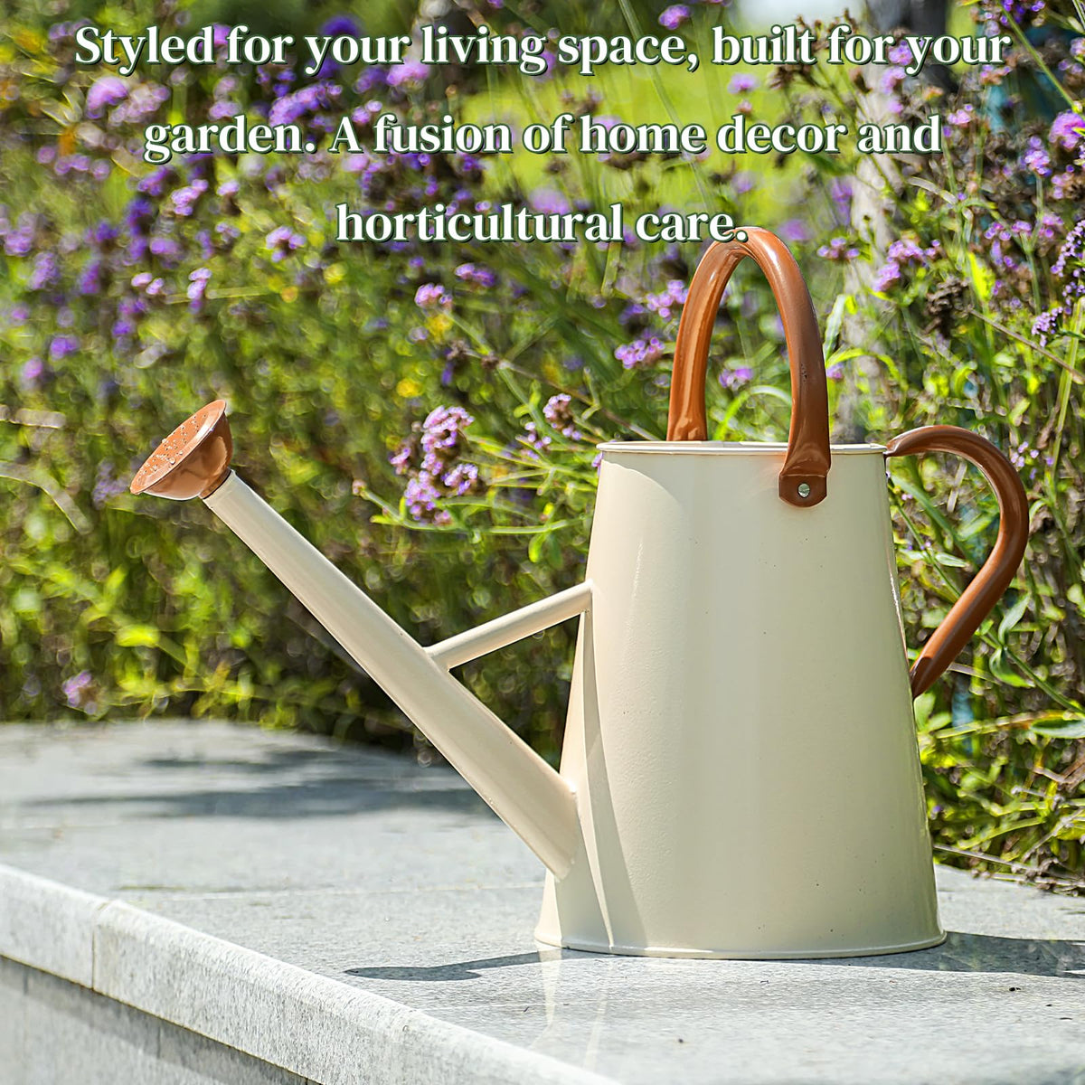 Metal Watering Can with Removable Spout, 1.5 Gallon Large Watering Cans for Plants, Galvanized Steel Gardening Water Can for Indoor & Outdoor Use, Watering Pot with Ergonomic Movable Handle(White)