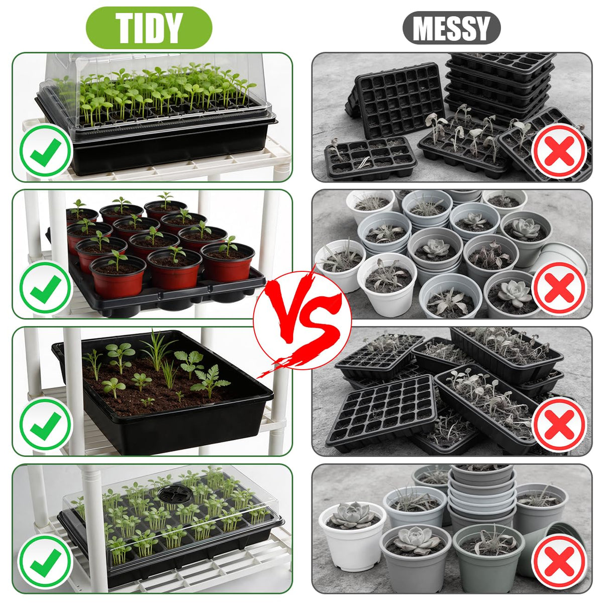 BTPLASTIK Plastic Plant Stand, Universal Plant Seedling Tray Organizer - with Ventilated Mesh, for Indoor/Outdoor Gardening, Durable Plant Pot Holder