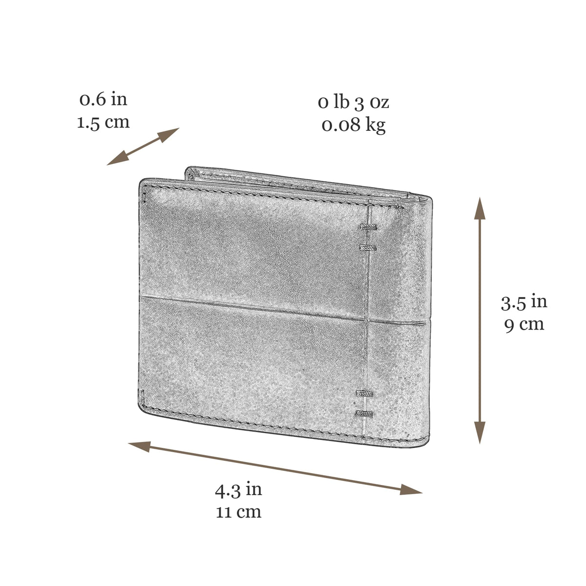 Time Resistance Leather Wallet – Italian Handmade Minimalist Design Wallet - Billfold Credit Card and Cash Holder (Brown)