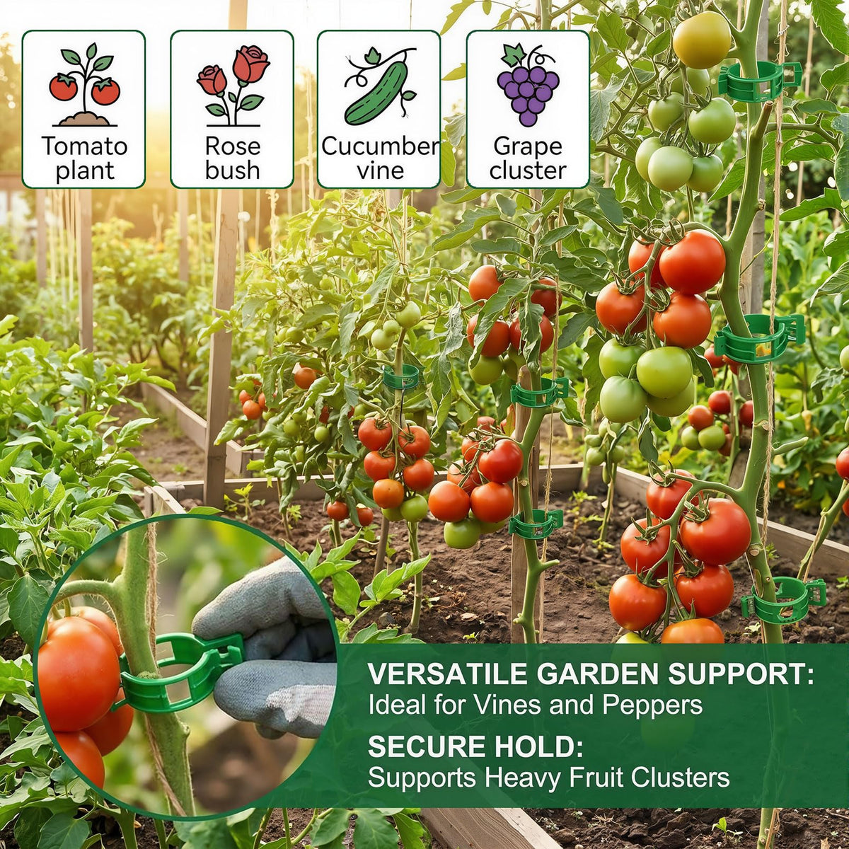 600Pcs Tomato Clips Plastic Plant Support Clips for Garden Trellis Twine and Greenhouse Vine Support Garden Clips for Tomatoes Cucumbers Peppers Climbing Vegetables and Flowers Upright Growth