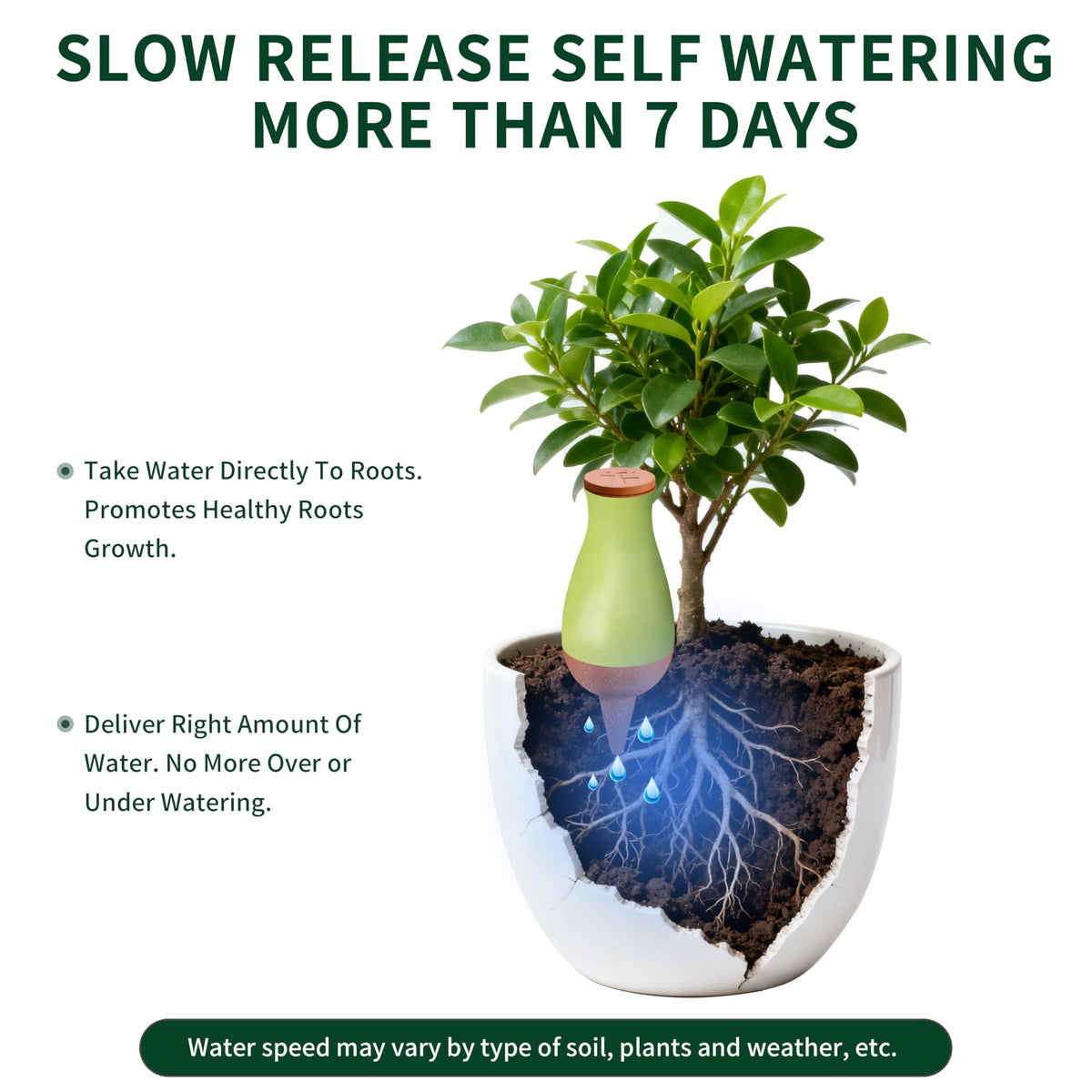 Soilagua 16 oz Drip Irrigation Stakes, Large Plant Watering Globes, Olla Pots Plant Watering Devices, Self Watering Planter Insert, Watering Spikes for Outdoor Indoor Everyday Vacation Use, 4-Pack