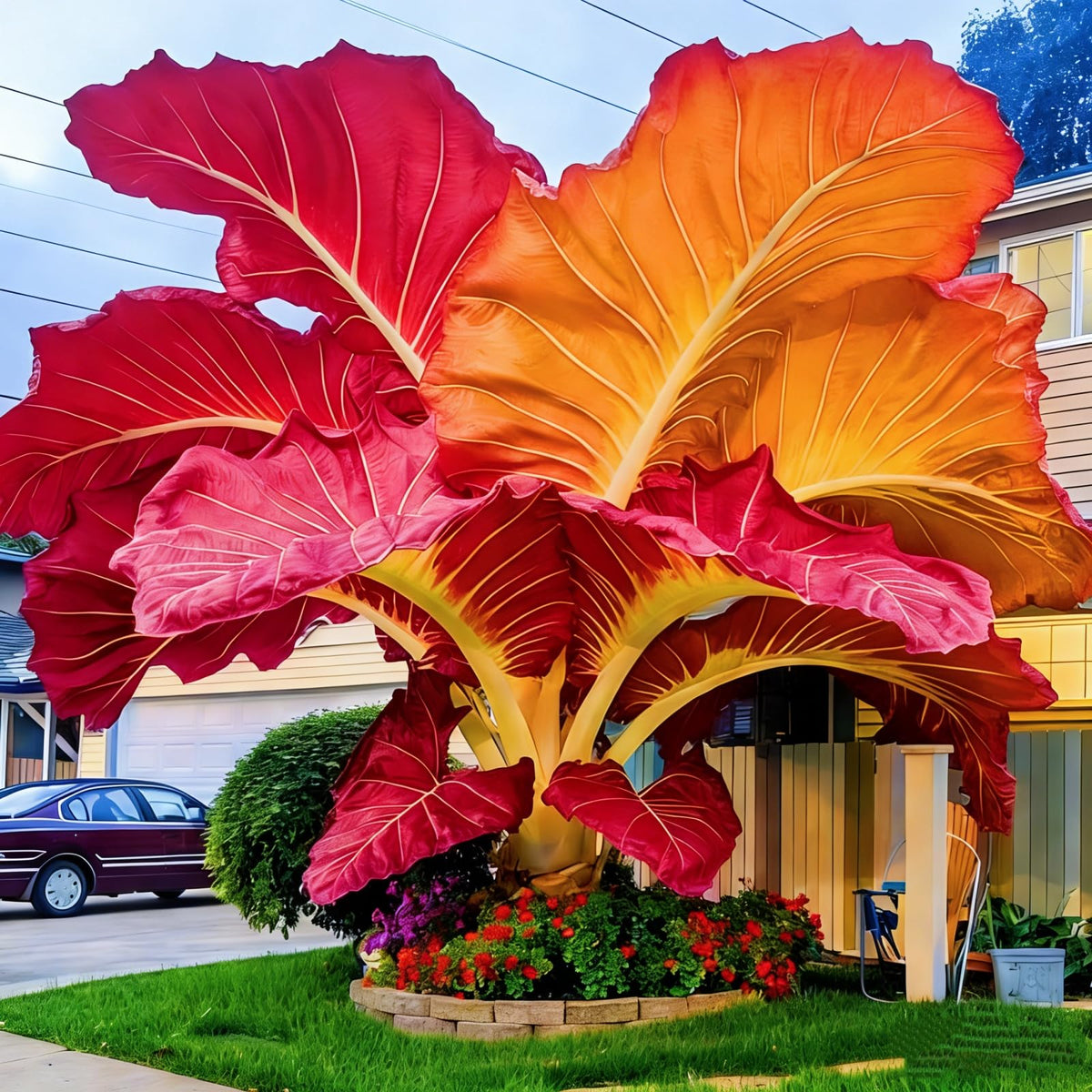 FEWSDVBX Elephant Ear- (Excellent Display) Mix Color/Tropical Foliage/Easy Grow for Outdoor Gardens (6)