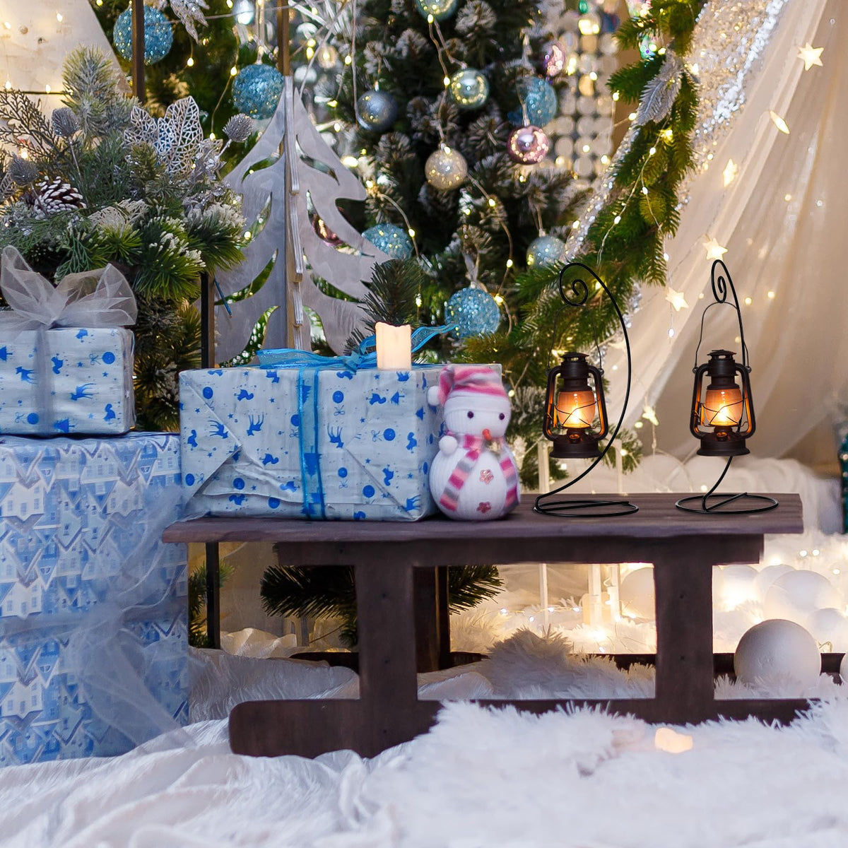 LEIFIDE 12 Pcs Ornament Display Stand 11 Inch Black Metal Stand for Hanging Glass Globe Terrariums, Witch Ball Festivals Wedding Ornament and Home Office Party Decor(Round)