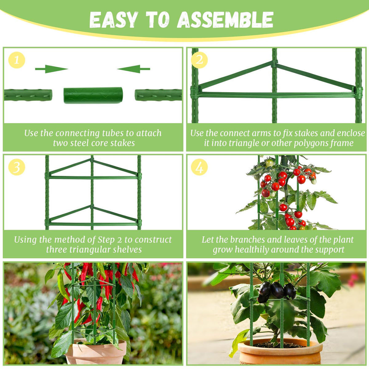 Legigo 6-Pack Tomato Cage for Garden Plant Support- Up to 48inch Garden Stakes Tomato Cage, Tomato Trellis for Potted Plants, Tomato Cages Plant Stakes for Climbing Vegetables Plants Flowers