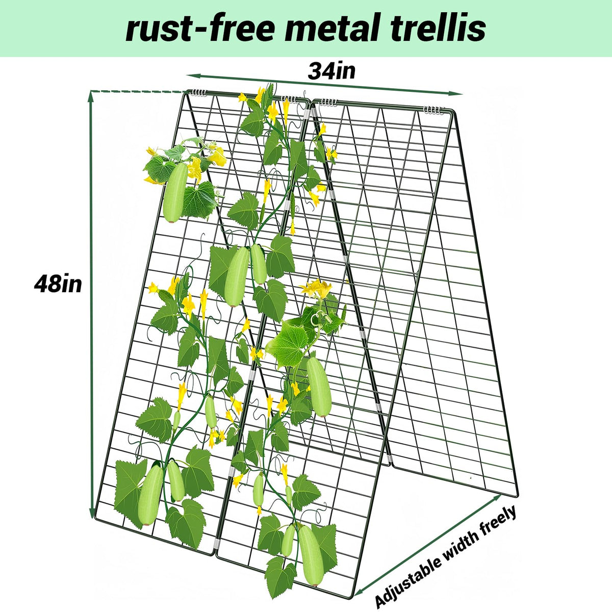 Metal Trellis for Climbing Plants Outdoor Garden Trellis,Cucumber Trellis,Tomato Plant Support/Squash/Zucchini/Sweet Peatrellis,Green Bean/Grape/Vine/Flower Plant Trellis (1pack)