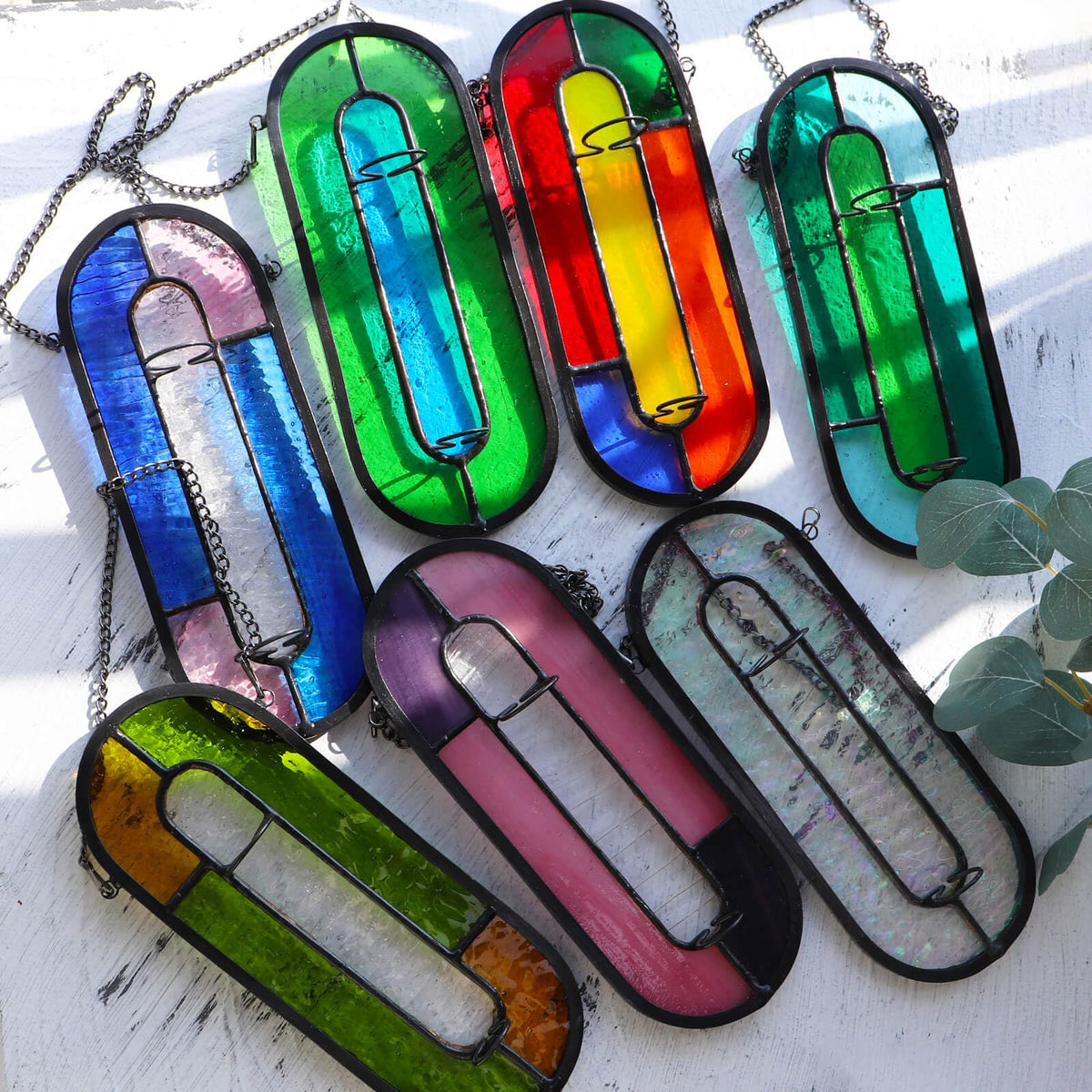 LITMIND Stained Glass Plant Propagation Station, Hanging Hydroponic Planter Terrarium with 2 Glass Tubes - Perfect for Home & Garden Décor