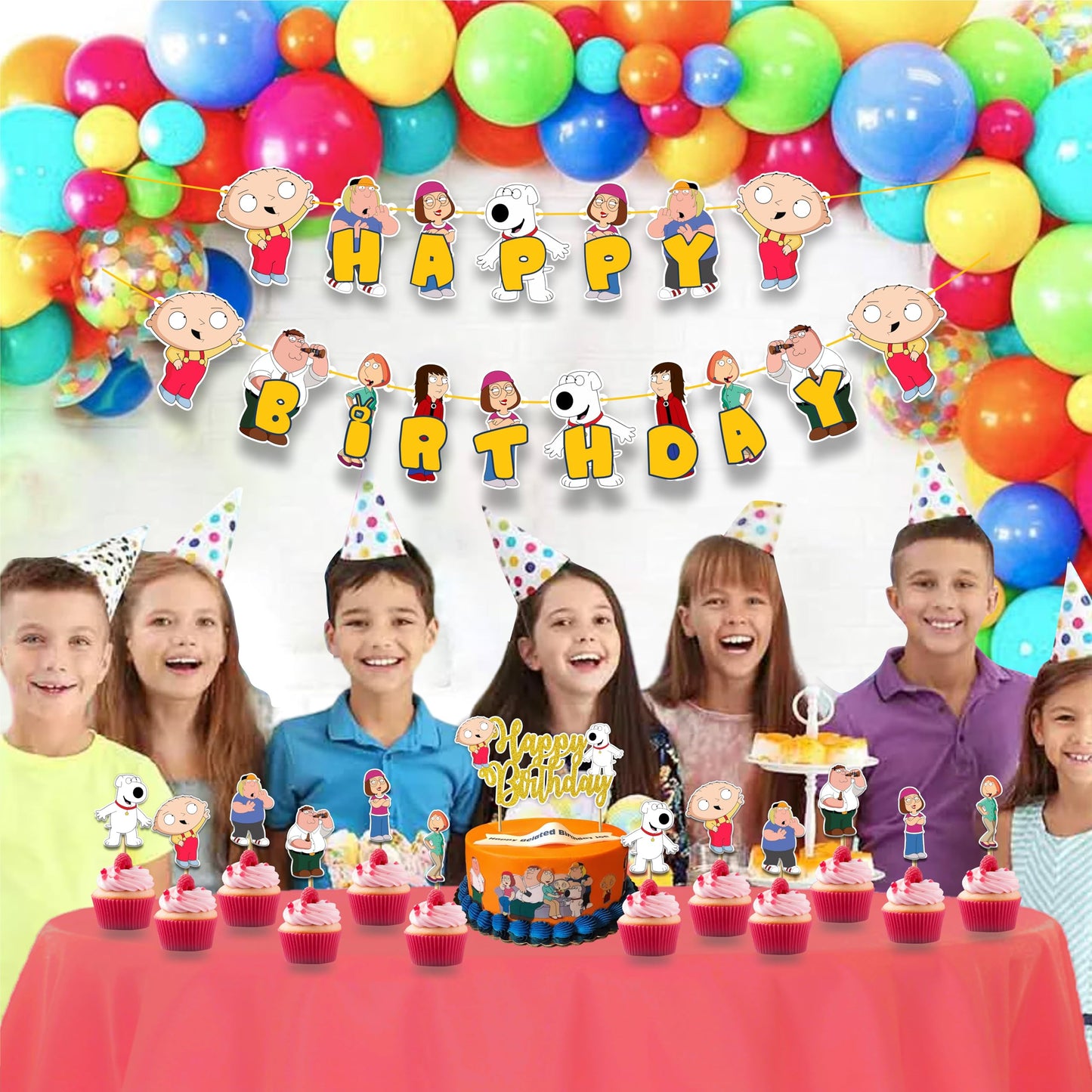 "Stewie Grifin Theme Birthday Party Supplies – Funny Cartoon Baby Character Decorations & Adults – Includes Party Banner, Cake Topper, Cupcake Toppers, & Table Décor for Birthday Celebrations"