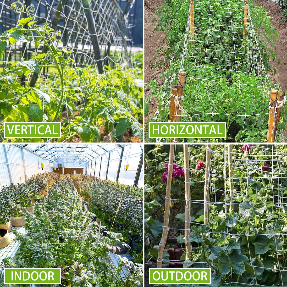 Trellis Netting, 2 Pack 5x30 Ft Garden Trellis Netting, Heavy Duty Square Mesh Outdoor Grow Vining Net for Climbing Plants, Tomatoes Peas Cucumber and Flower Plant with 50pcs Garden Ties