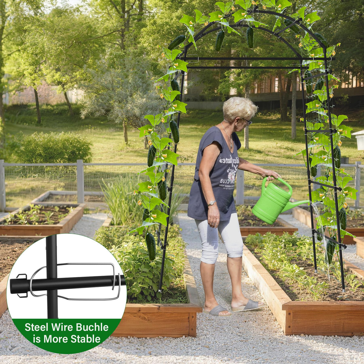 Toriexon Garden Arch Trellis for Climbing Plants, Adjustable Tunnel Trellis 7.4FT Tall & 2.8 FT Depth, Metal Plant Support Garden Trellis Arch for Outdoor Climbing Vine,Vegetable, Fruit, Flower