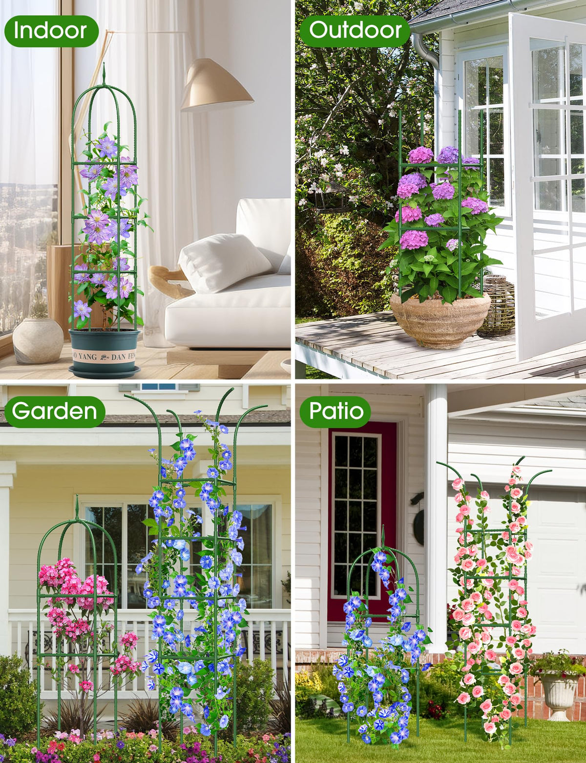 Trellis for Climbing Plants Outdoor, 6FT Garden Obelisk Rustproof PE Coated Metal Potted Plant Climbing Support, Thickened Tube Plant Tower Trellis for Clematis Vine Support Indoor (1 Pack)